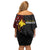 Personalised Papua New Guinea 47th Independence Off Shoulder Short Dress Tribal Turtle LT7 - Polynesian Pride