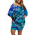 Maori Off Shoulder Short Dress Sea Turtle with Hibiscus Ombre Style LT7 Women Art - Polynesian Pride