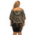 American Samoa Off Shoulder Short Dress - Polynesian Gold Turtle RLT7 - Polynesian Pride