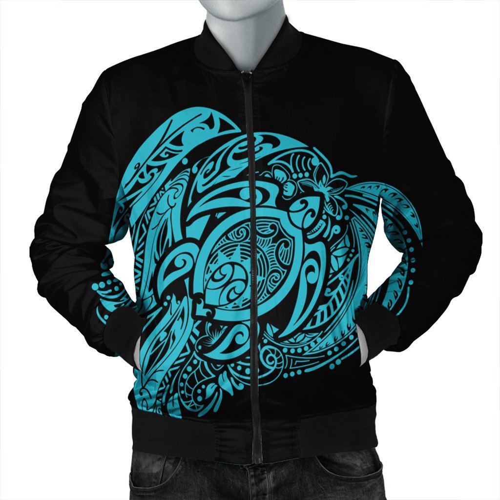 Simple Bomber Jacket Blue AH Black Unisex - Polynesian Pride