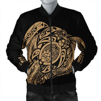 Simple Bomber Jacket Gold AH Black Unisex - Polynesian Pride