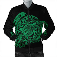 Simple Bomber Jacket Green AH Black Unisex - Polynesian Pride