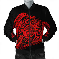 Simple Bomber Jacket Red AH Black Unisex - Polynesian Pride