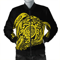 Simple Bomber Jacket Yellow AH Black Unisex - Polynesian Pride