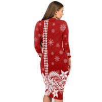 Hawaii Mele Kalikimaka Long Sleeves Body Dress Flower Style LT7 - Polynesian Pride