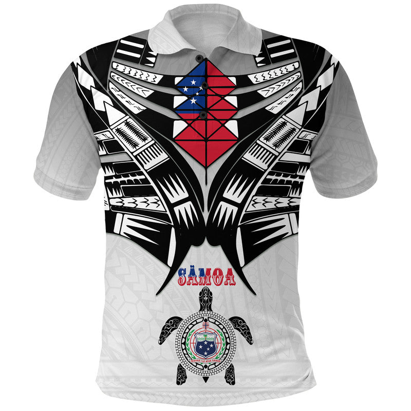 Custom Samoa Black Saturday Polo Shirt Visual Arts LT9 Adult White - Polynesian Pride