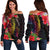 Solomon Islands Women's Off Shoulder Sweater - Tropical Hippie Style Black - Polynesian Pride