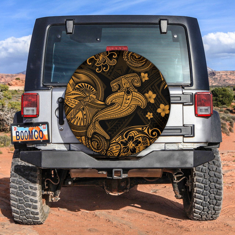 Hawaii Hammer Shark Polynesian Spare Tire Cover Unique Style - Gold LT8 Gold - Polynesian Pride