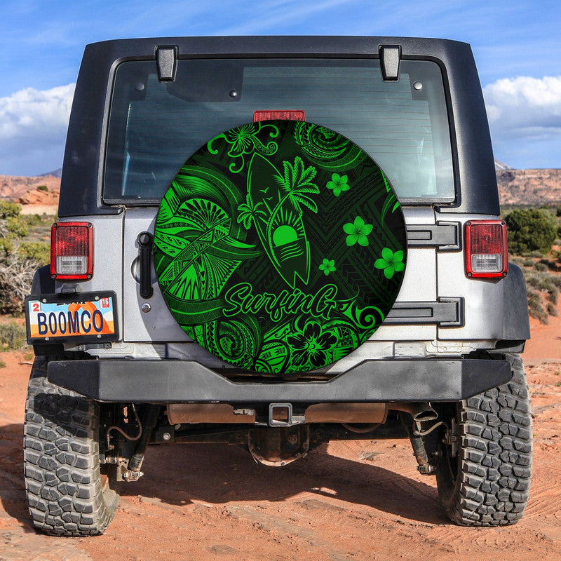 Hawaii Surfing Polynesian Spare Tire Cover Unique Style - Green LT8 Green - Polynesian Pride