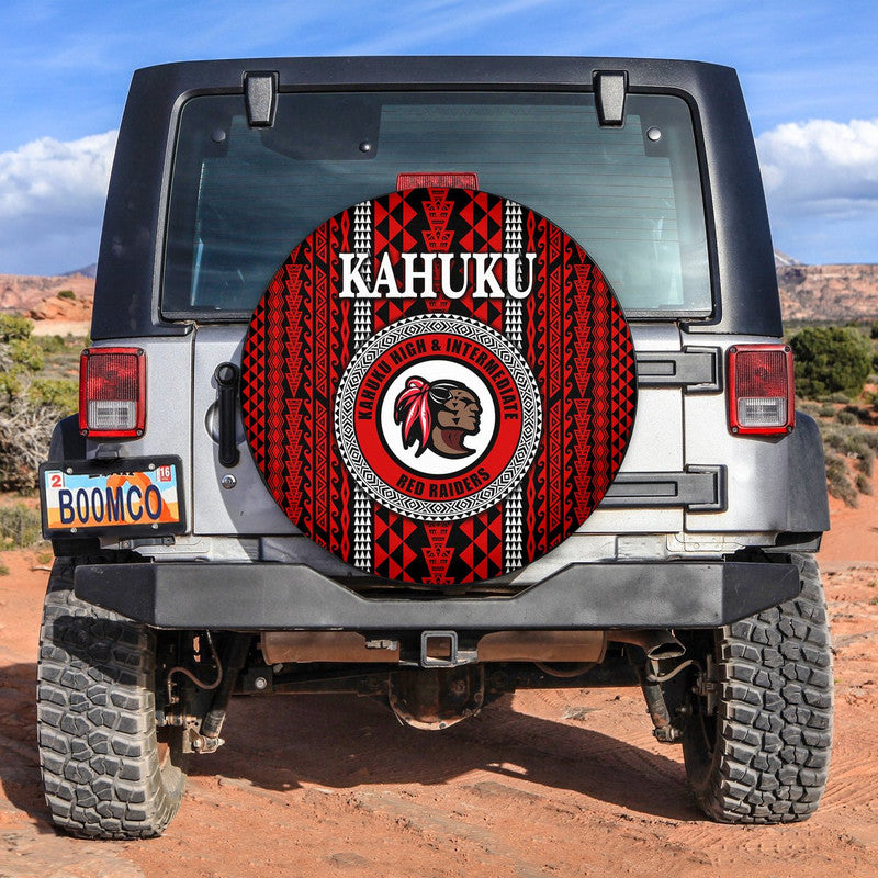 Hawaii Kahuku School Spare Tire Cover Kahuku High School Simple Style LT8 Red - Polynesian Pride