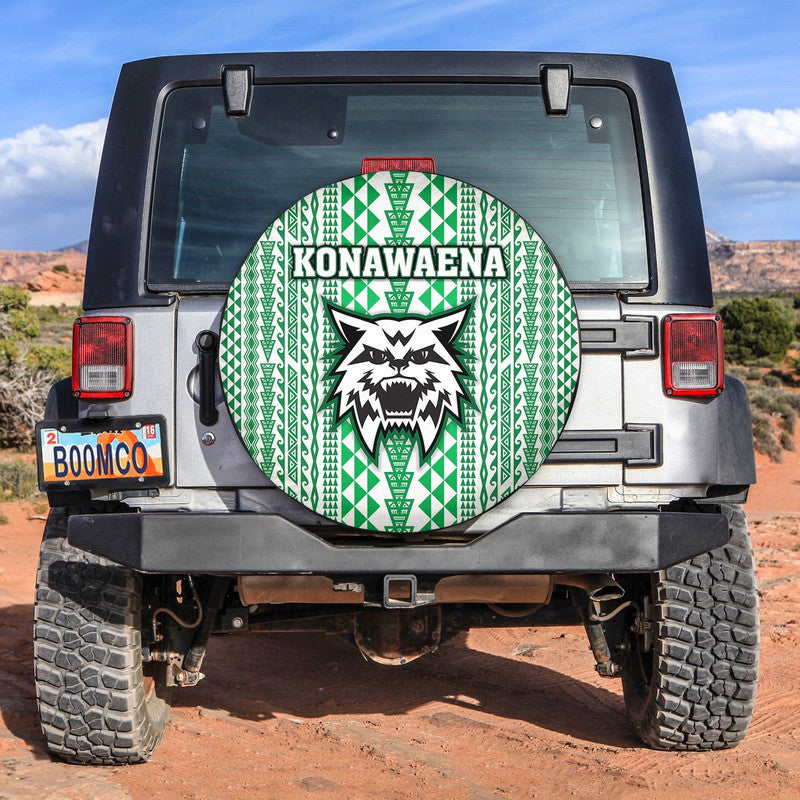 Hawaii Konawaena Wildcats School Spare Tire Cover Simple Style LT8 Green - Polynesian Pride