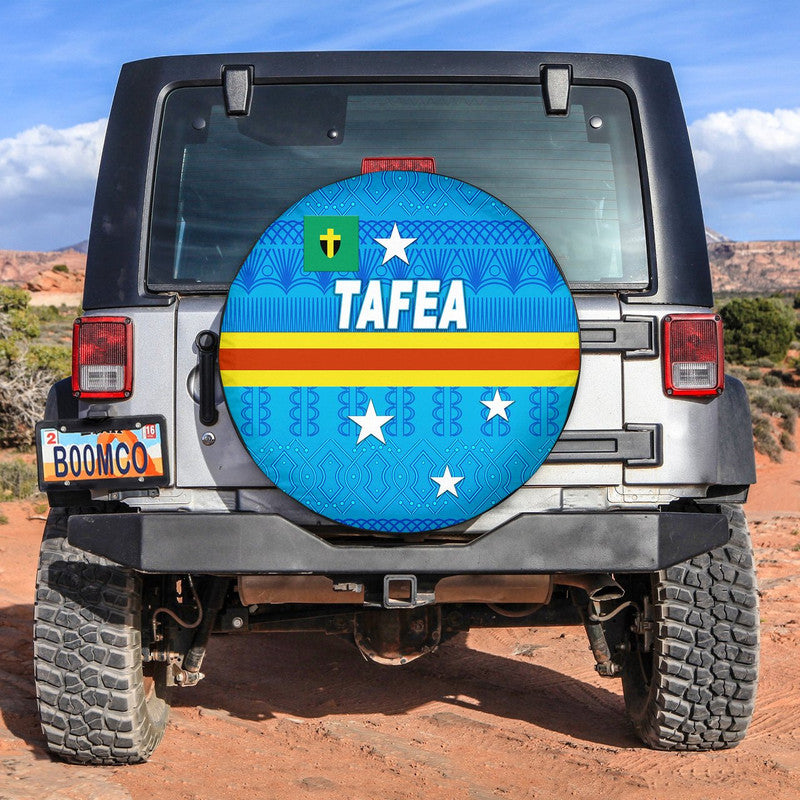 Vanuatu Tafea Province Spare Tire Cover Vanuatu Pattern Traditional Style LT8 Blue - Polynesian Pride