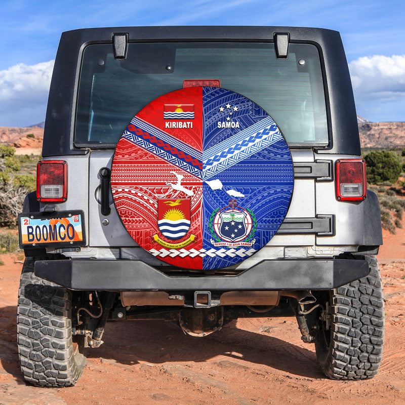 Samoa And Kiribati Spare Tire Cover Together LT8 Blue - Polynesian Pride