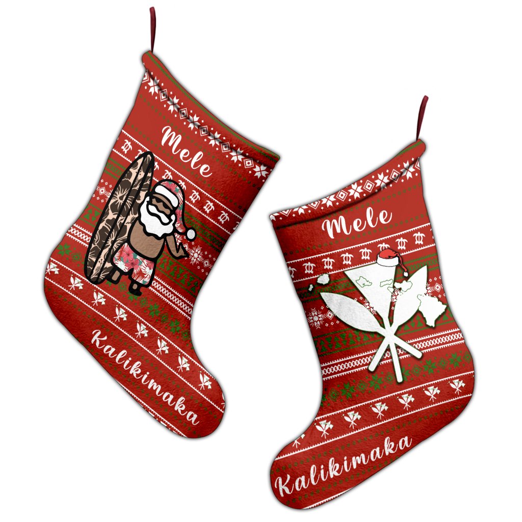 Hawaii Christmas Santa Claus Surf Stocking - Fun Style - AH - Polynesian Pride