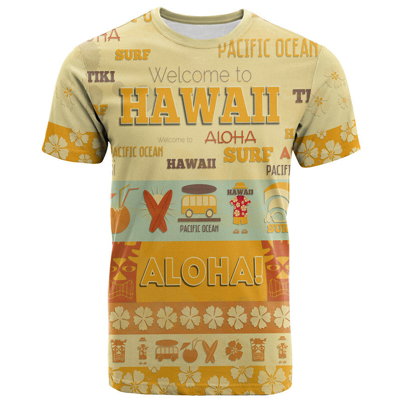 Hawaii Surf Retro Style T Shirt LT9 Adult Yellowish - Polynesian Pride