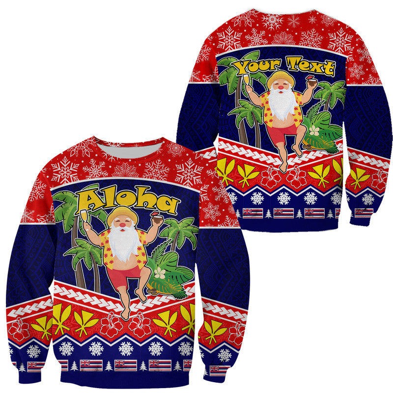 (Custom Personalised) Hawaii Santa Kalikimaka Palm And Hibiscus Christmas Vibe Sweater LT9 Unisex Red - Polynesian Pride