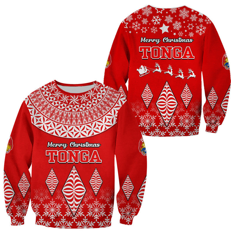 Tonga Kupesi Ngatu Merry Christmas Sweater LT9 Unisex Red - Polynesian Pride