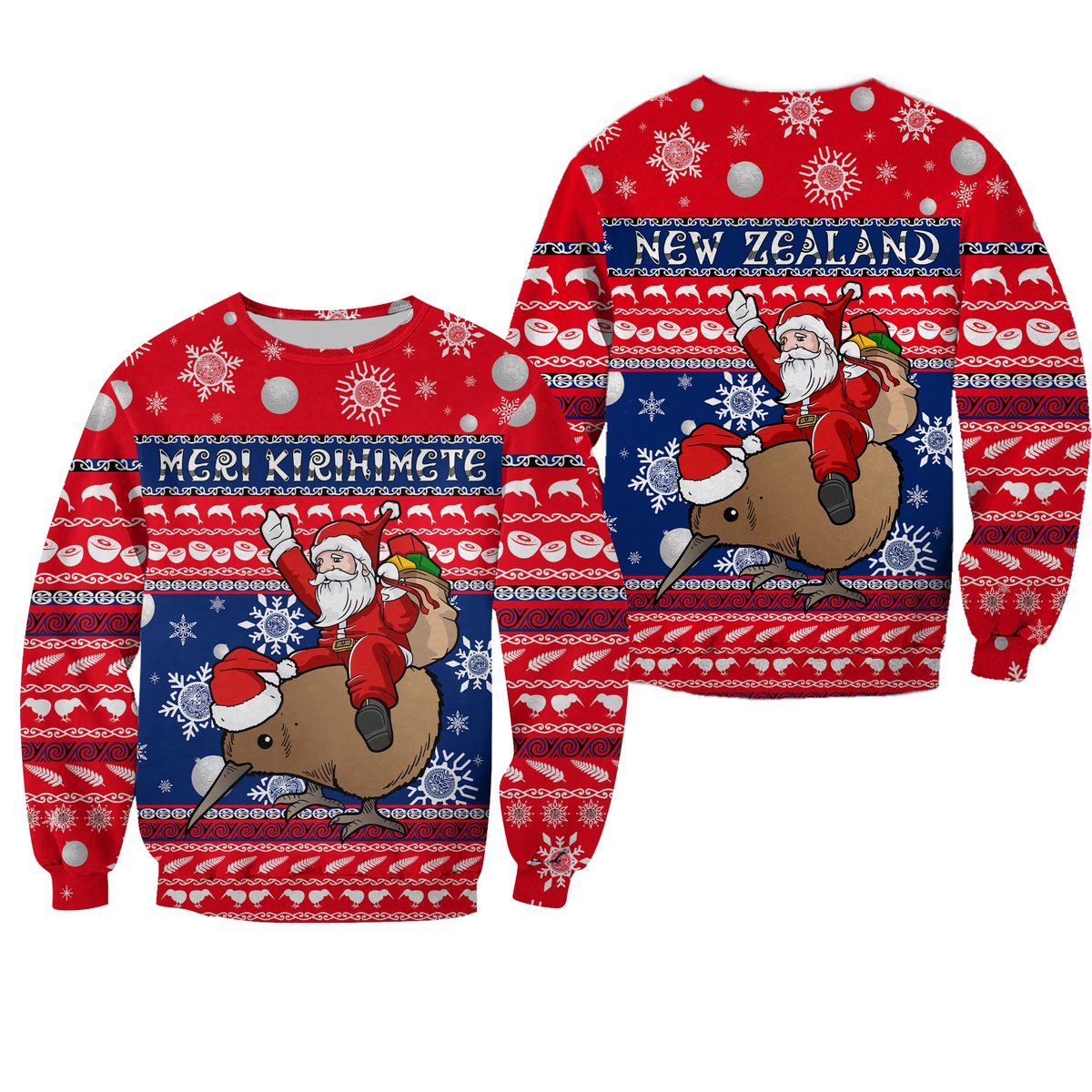 New Zealand Maori Meri Kirihimete Sweatshirt - LT2 Unisex RED - Polynesian Pride