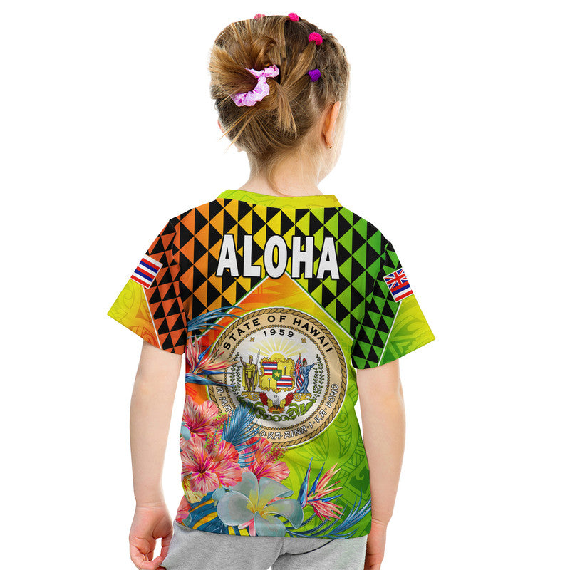 Hawaii T Shirt KID Hawaiian Tribal Kanaka Maoli Hibiscus LT14 - Polynesian Pride