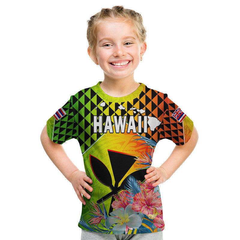 Hawaii T Shirt KID Hawaiian Tribal Kanaka Maoli Hibiscus LT14 - Polynesian Pride