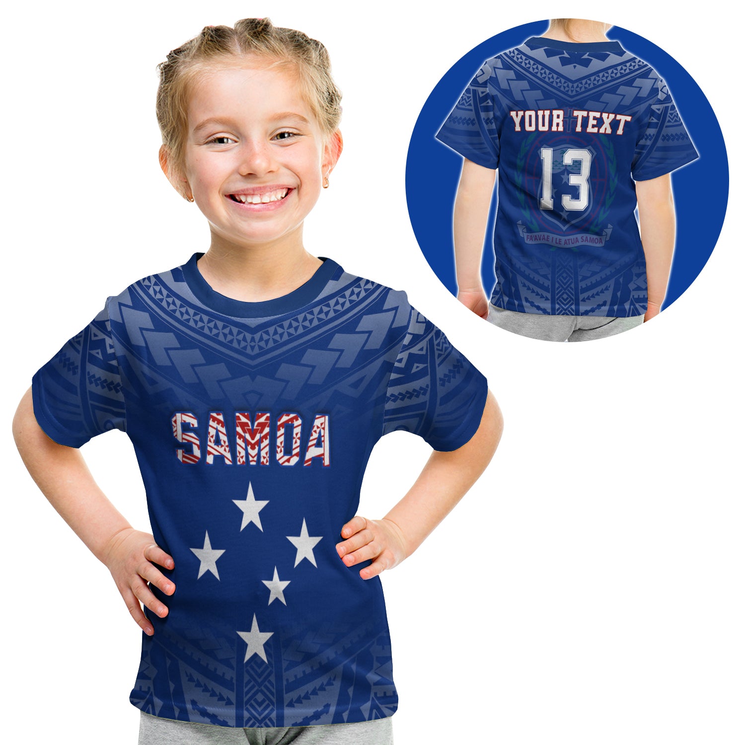 (Custom Personalised) Samoa T Shirt Kid Simple Polynesian - Custom Text And Number LT13 - Polynesian Pride