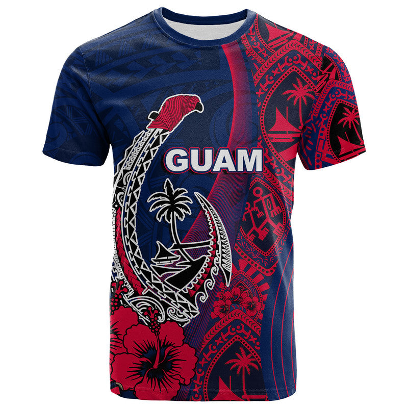 Custom Guam Fish Hook T Shirt Flag Color Style LT6 Blue - Polynesian Pride