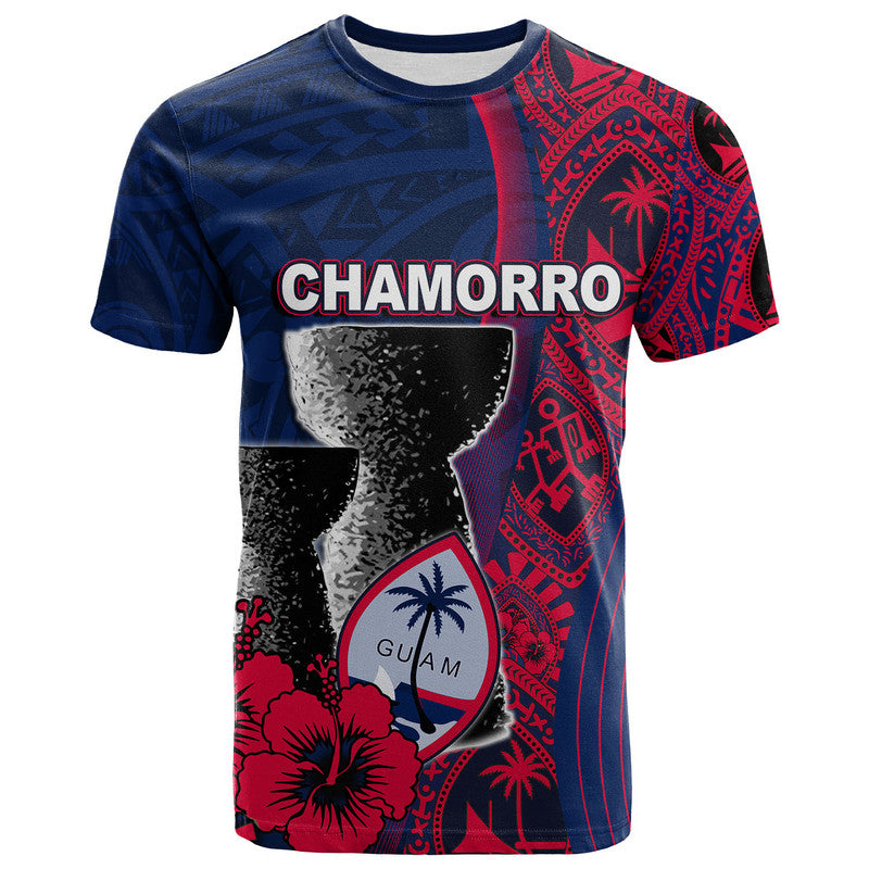 Custom Guam Chamorro T Shirt Flag Color Style LT6 Blue - Polynesian Pride