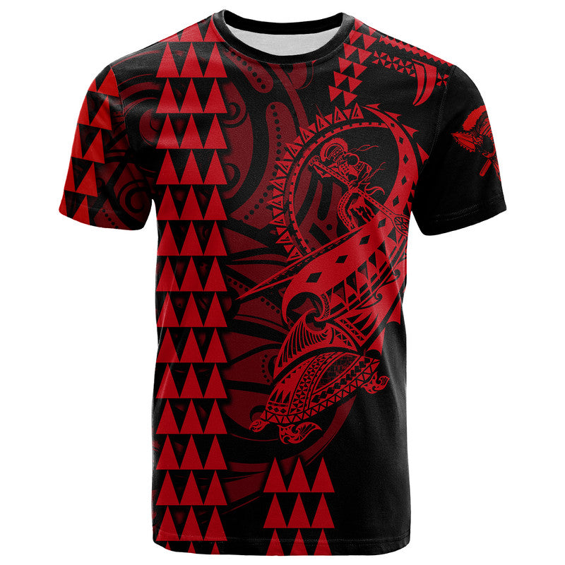 Custom Hawaii Polynesian Warrior Kakau T Shirt Red LT6 Red - Polynesian Pride