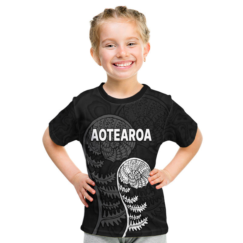 (Custom Personalised) Aotearoa Silver Fern Kid T Shirt LT9 - Polynesian Pride