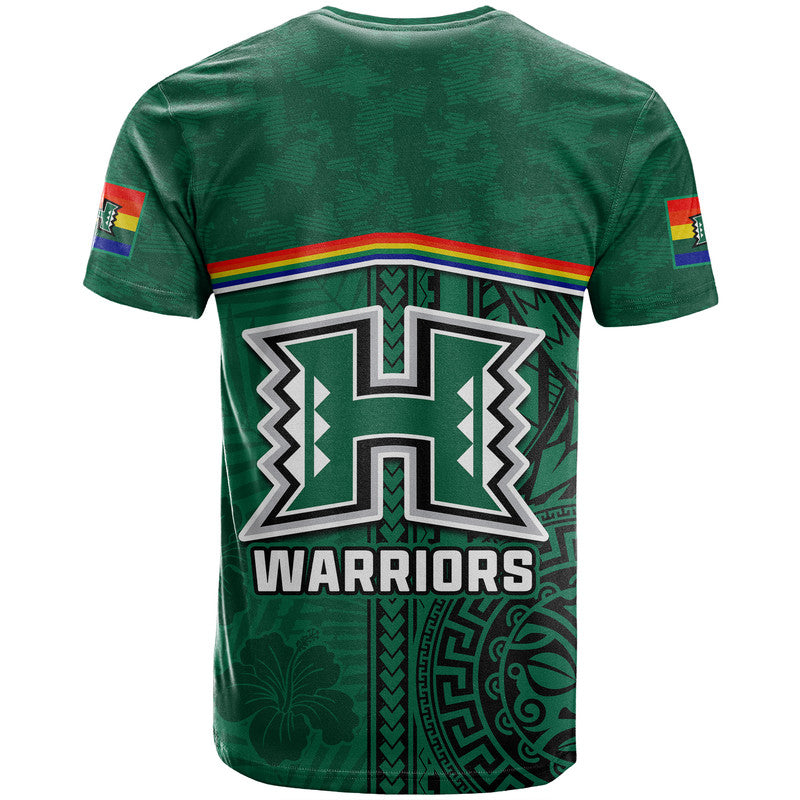 Hawaii Warriors Football T Shirt Polynesian Palm and Hibiscus LT9 - Polynesian Pride