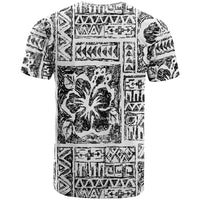 Fiji Tribal Black T Shirt Triple Hibiscus Tapa Style LT9 - Polynesian Pride