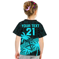 Custom Fiji Rugby Sevens T Shirt Tapa Palm Tree and Fijian Coat of Arms LT9 - Polynesian Pride