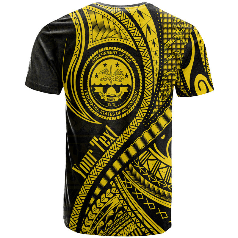 Custom Federated States of Micronesia T Shirt Gold Polynesian Wave Style LT9 - Polynesian Pride