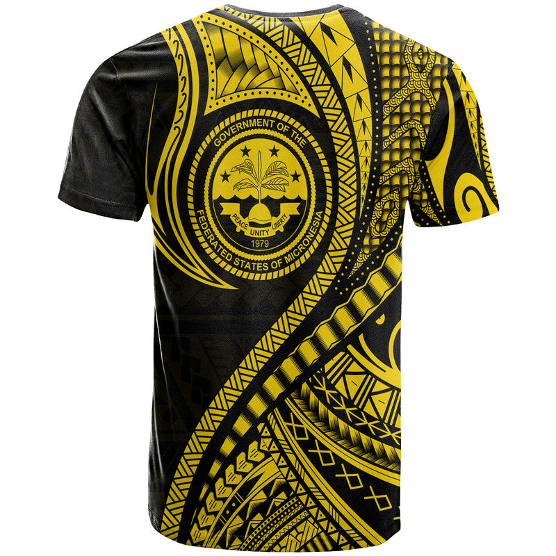 Federated States of Micronesia T Shirt Gold Polynesian Wave Style LT9 - Polynesian Pride