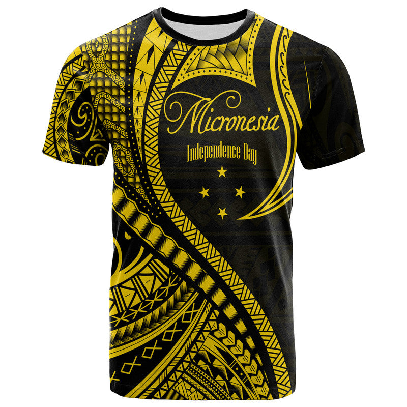Federated States of Micronesia Independence Day T Shirt Gold Polynesian Wave Style LT9 Adult Gold - Polynesian Pride