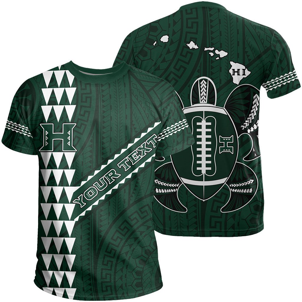 Custom Hawaii Kakau Warrior Polynesian Turtle American Football T Shirt Green Unisex Green - Polynesian Pride