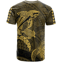 Hawaii T Shirt Shark and Turtle Mix Kakau Gold LT9 - Polynesian Pride