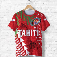 Tahiti Rugby T Shirt Coconut Leaves Unisex Red - Polynesian Pride