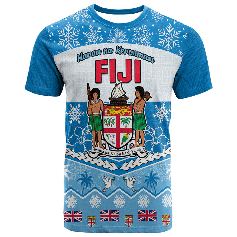 Custom Fiji Masi Tapa Christmas Vibe T Shirt LT9 Blue - Polynesian Pride