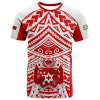 Tonga Rugby Sevens T Shirt Coat of Arms Tribal Polynesian Pattern LT9 Red - Polynesian Pride