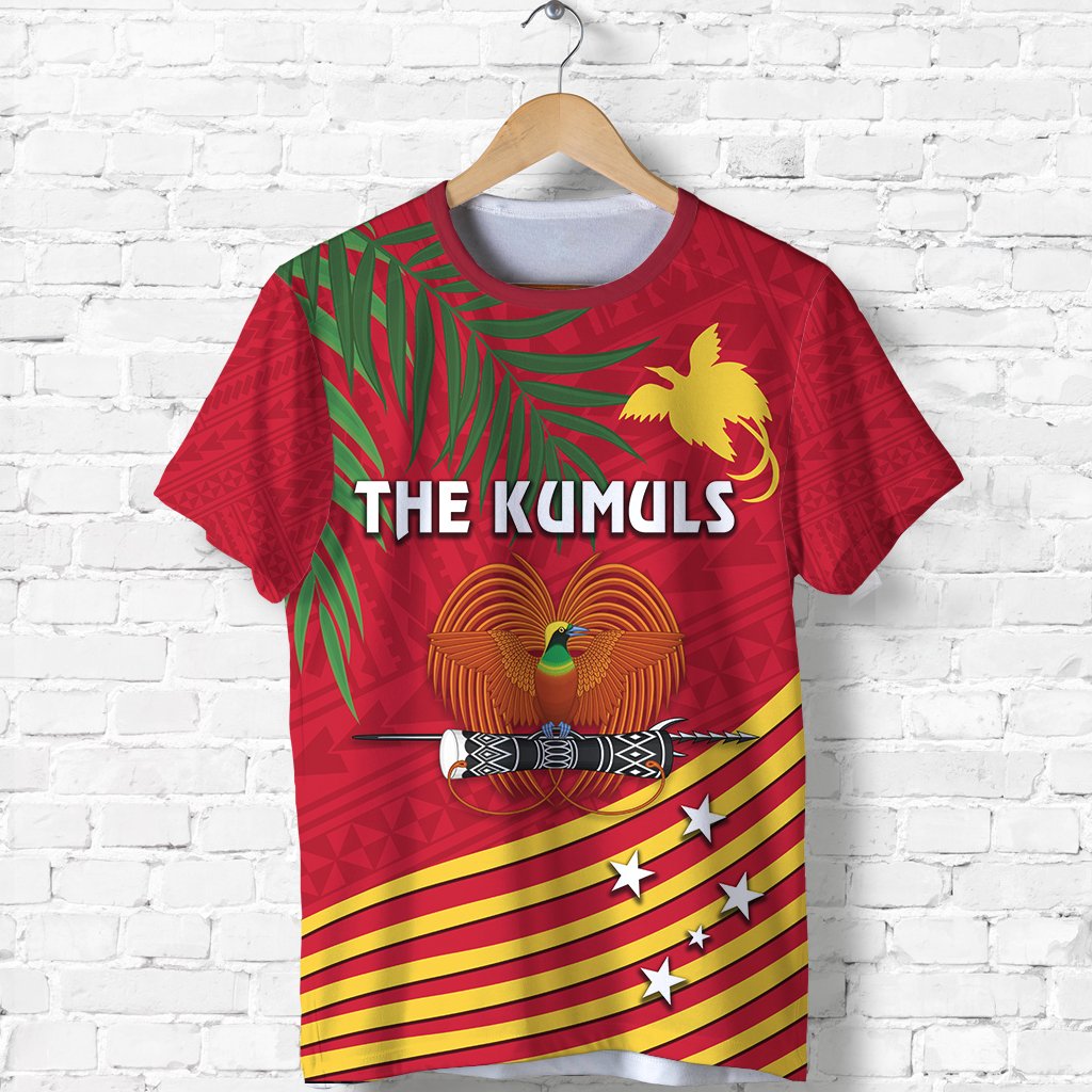 Papua New Guinea Rugby T Shirt Coconut Leaves The Kumuls Unisex Red - Polynesian Pride