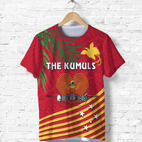 Papua New Guinea Rugby T Shirt Coconut Leaves The Kumuls Unisex Red - Polynesian Pride