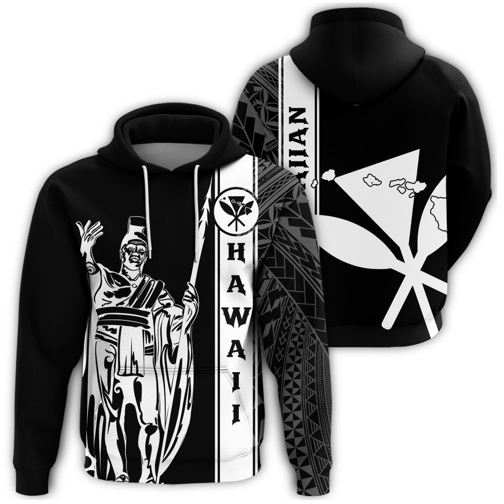 Kanaka Map King White Hoodie Edgar Style Unisex White - Polynesian Pride