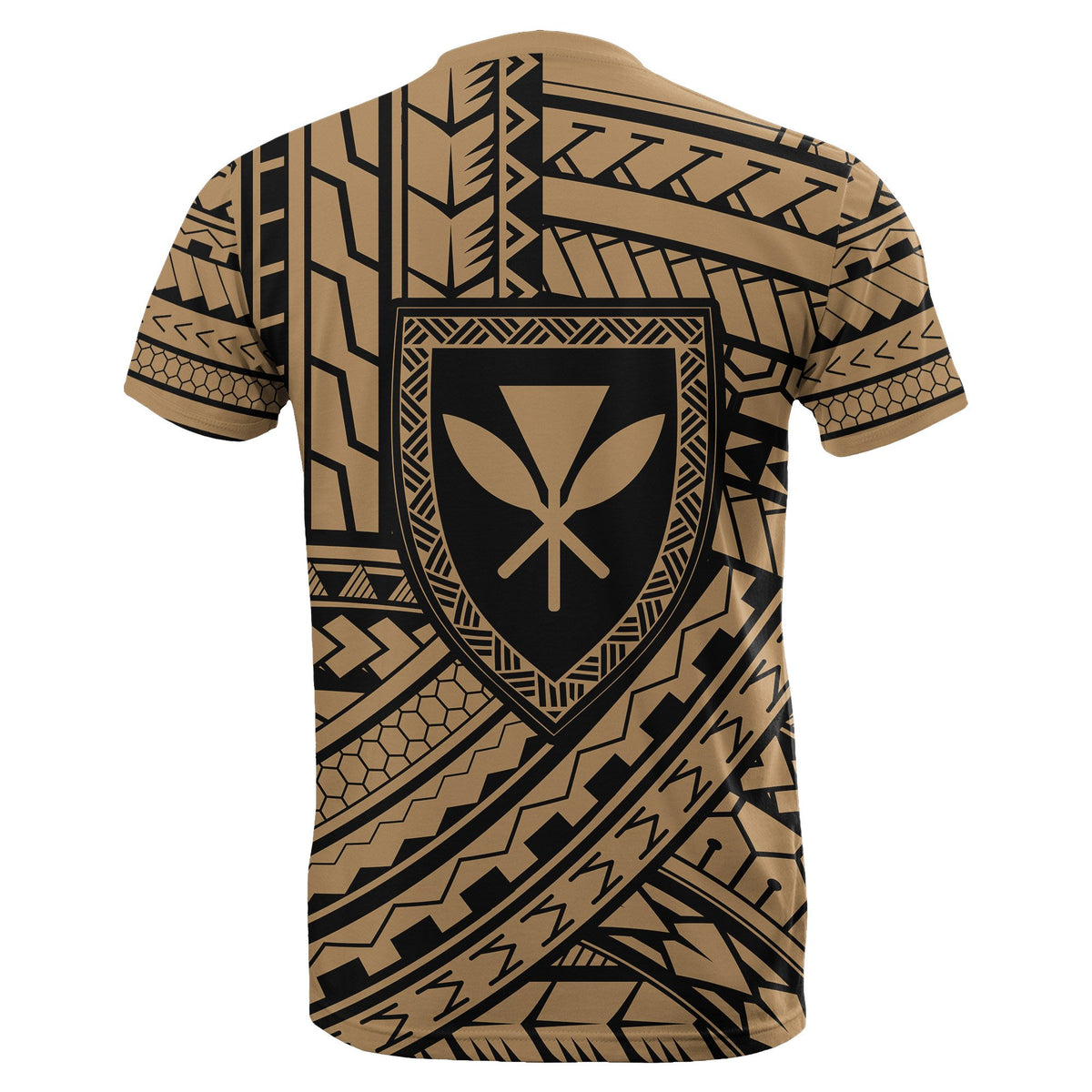 Hawaii Coat of Arms Polynesian T Shirt Gold Quarter Style - Polynesian Pride