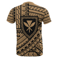 Hawaii Coat of Arms Polynesian T Shirt Gold Quarter Style - Polynesian Pride