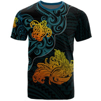Hawaiian Polynesian Hula Girl And Turtle T Shirt The Wave Style AH - Polynesian Pride