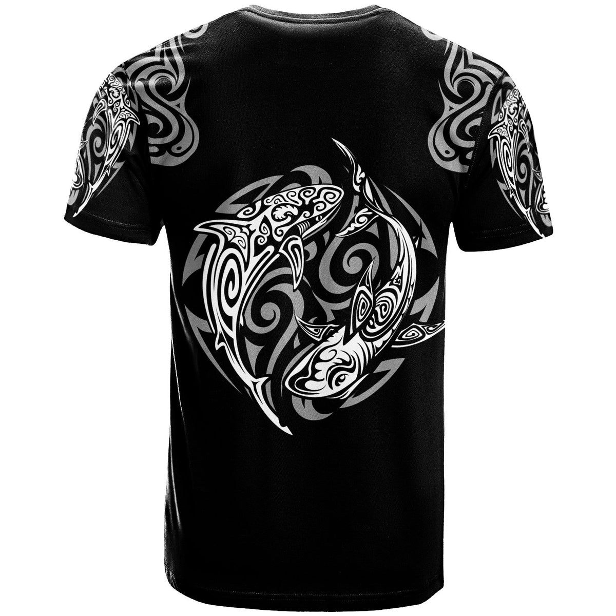 Polynesian T Shirt Polynesian Shark Tatoo Black Color - Polynesian Pride