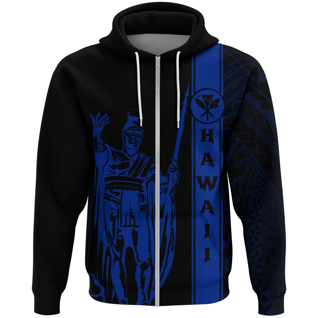 Kanaka Map King Blue Zipper Hoodie Edgar Style - Polynesian Pride