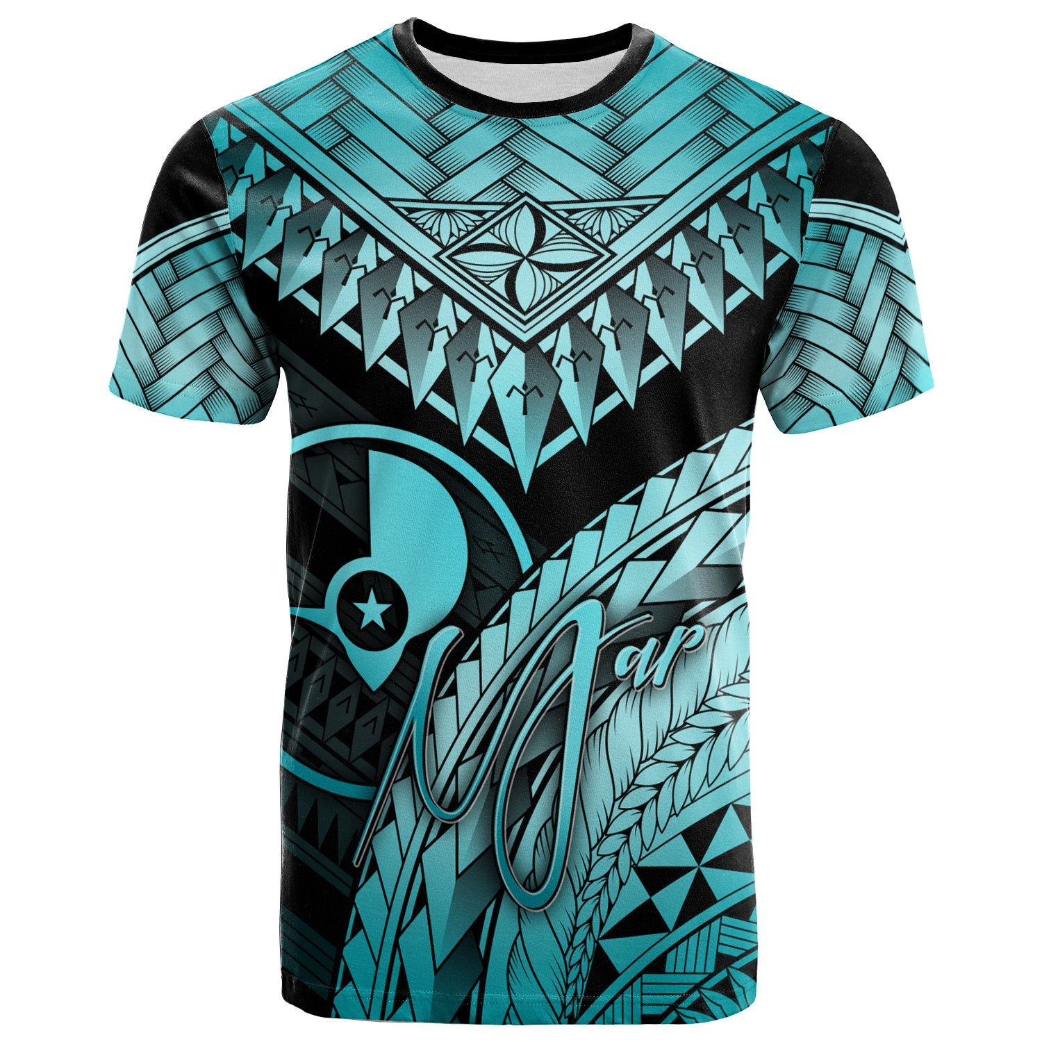 Yap T Shirt Turquoise Polynesian Necklace and Lauhala Unisex Turquoise - Polynesian Pride