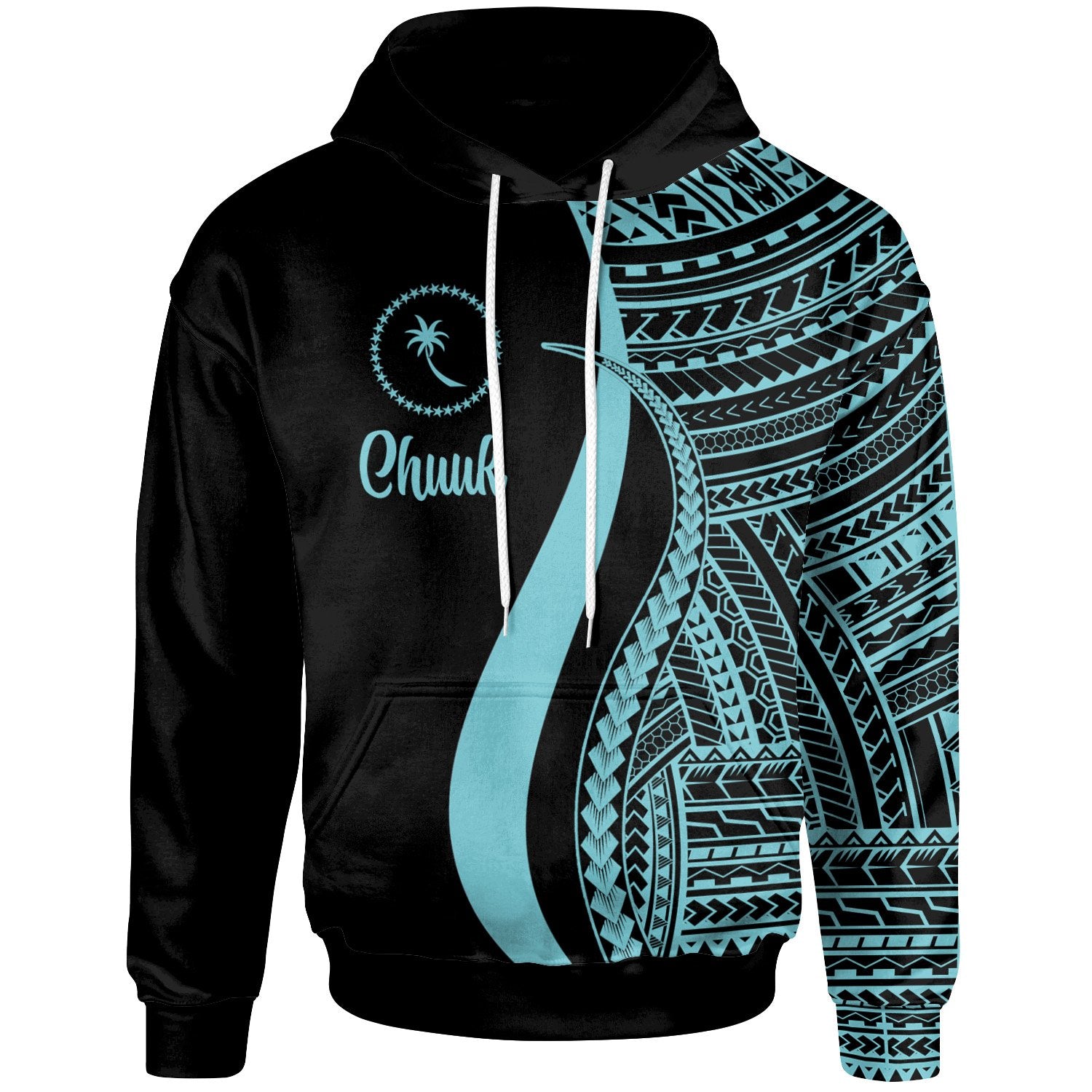 Chuuk Hoodie Turquoise Tentacle Tribal Pattern Unisex Turquoise - Polynesian Pride